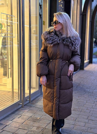Пальто длинное с меховым воротником Imperia Furs (40)