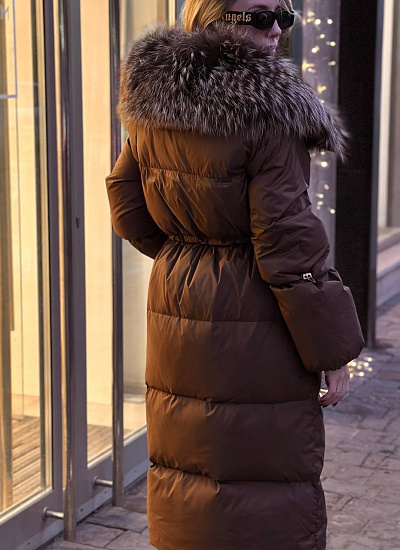 Пальто длинное с меховым воротником Imperia Furs