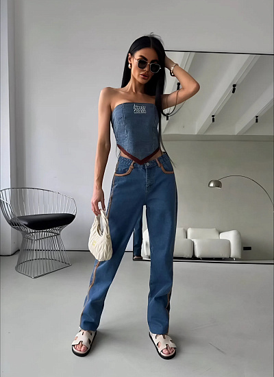 Костюм топ джинсы Miu Miu
