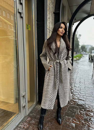 Пальто комбинированное с мехом Imperia Furs